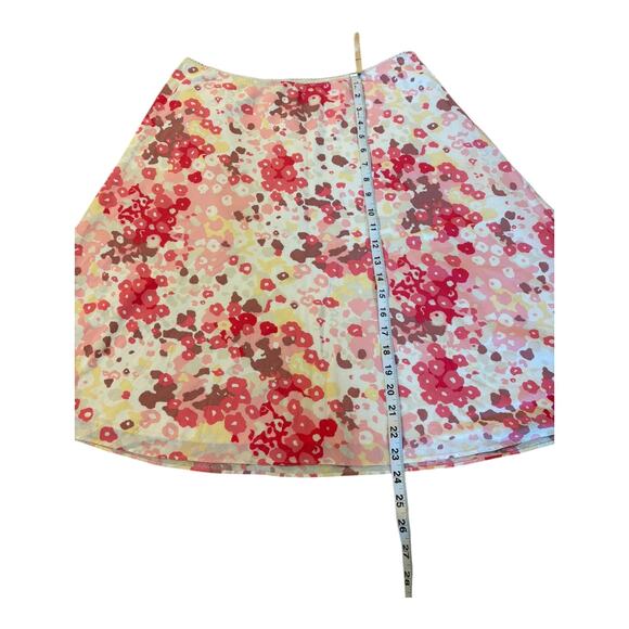 Kenneth Cole Women’s Size 12 A-Line Skirt Red/Pink Floral Cotton Side Zip - Picture 5 of 7